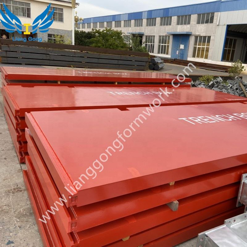 China Lianggong Caja de apuntalamiento de zanjas con protectores de zanjas de acero ajustables personalizados para la construcción de zanjas