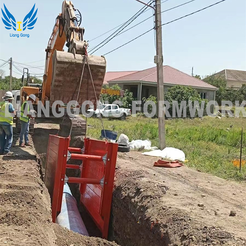 Caja de boca de acero ligera de la caja del apuntalamiento de la zanja de Lianggong para la construcción de tendido de tuberías